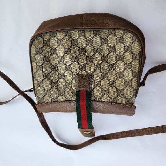 VINTAGE Gucci Ophidia GG Web Coated Canvas Clutch Tan Red Green Leather with COA - Picture 8 of 12
